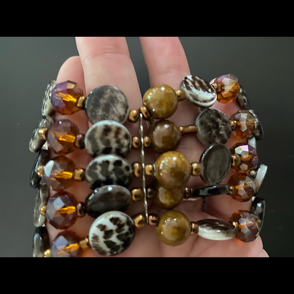 Stretchy multi strand brown fashion bracelet